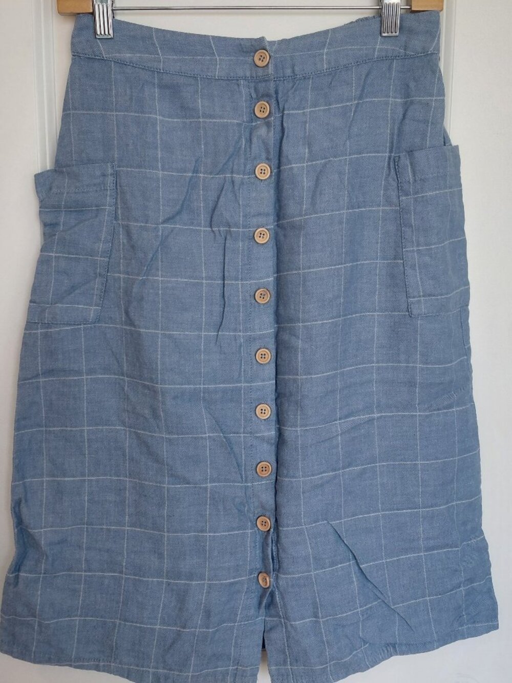 Blue Plaid Midi Skirt
